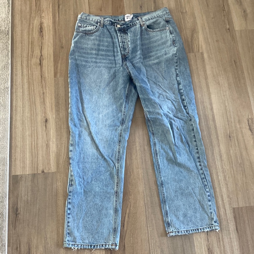 No rip jeans high waisted cross button waist